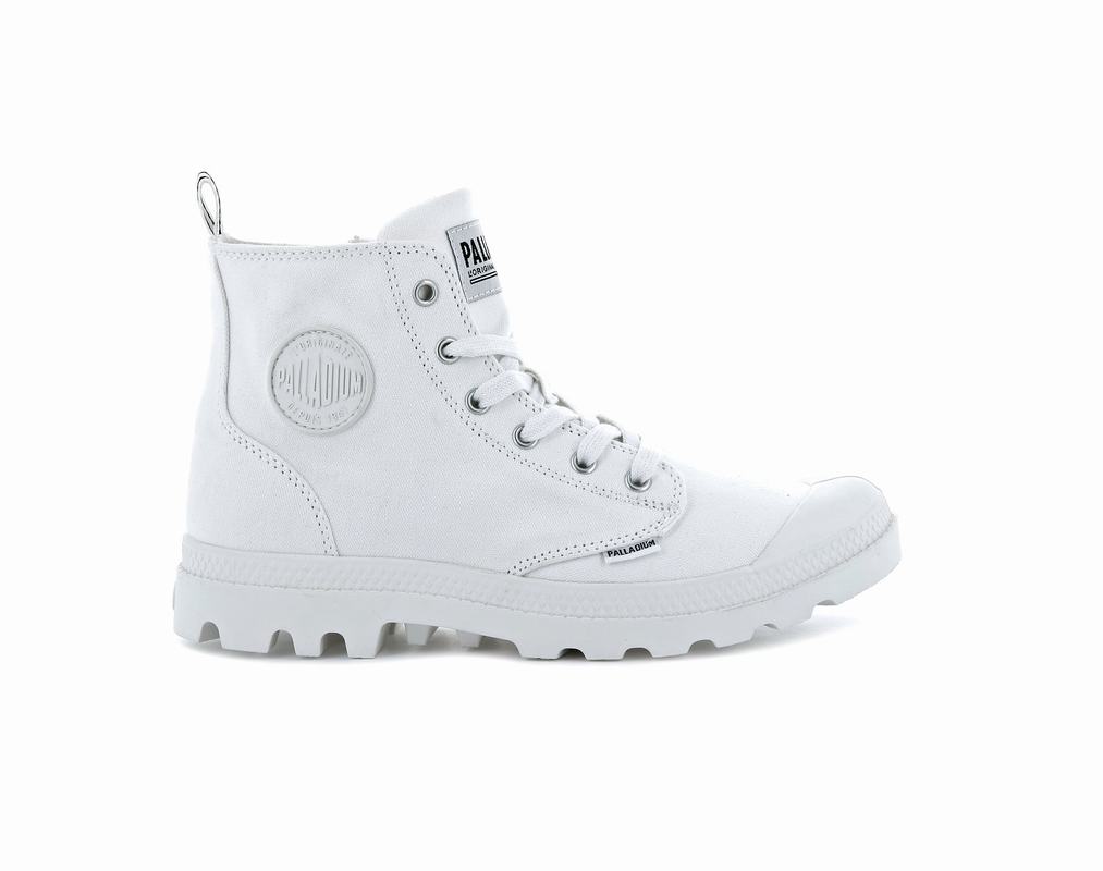 Palladium Pampa Hi Zip Canvas Mens Boots White Australia [SVLBYC-579]